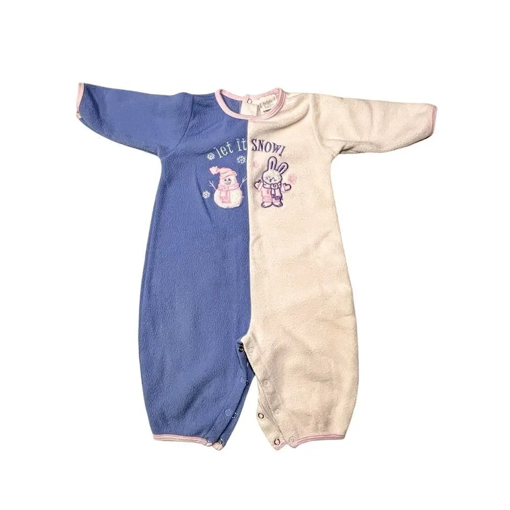 Bright Future Baby Girls Winter Theme Baby Fleece Jumper Sleeper White Size 6-9M